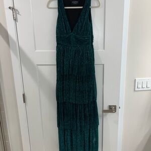 Deep Green Shimmer Maxi Dress